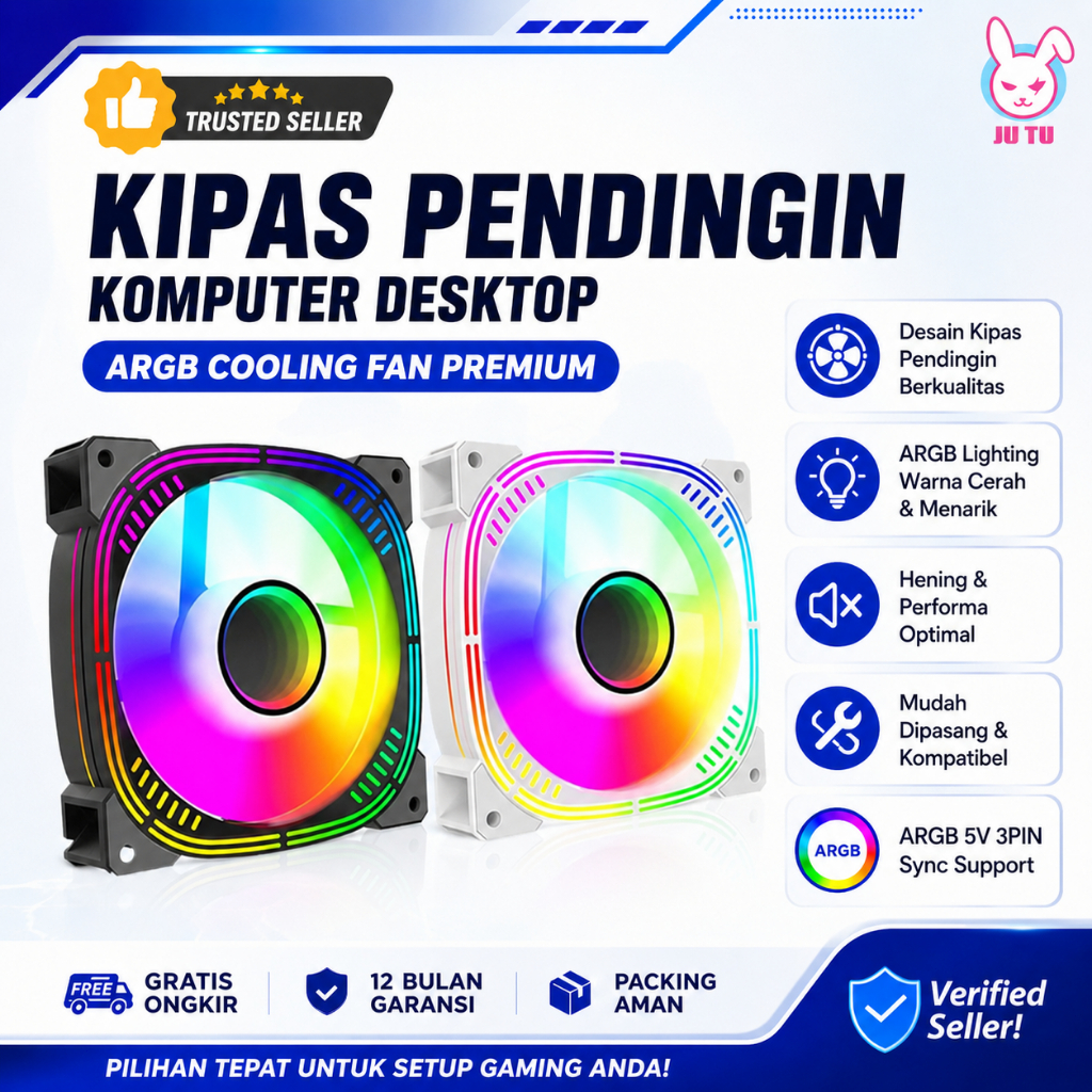 Jual JUTU 100%ORI 12H SHIP Komputer Cpu Fan Casing 12cm Hitam/Putih Led ...