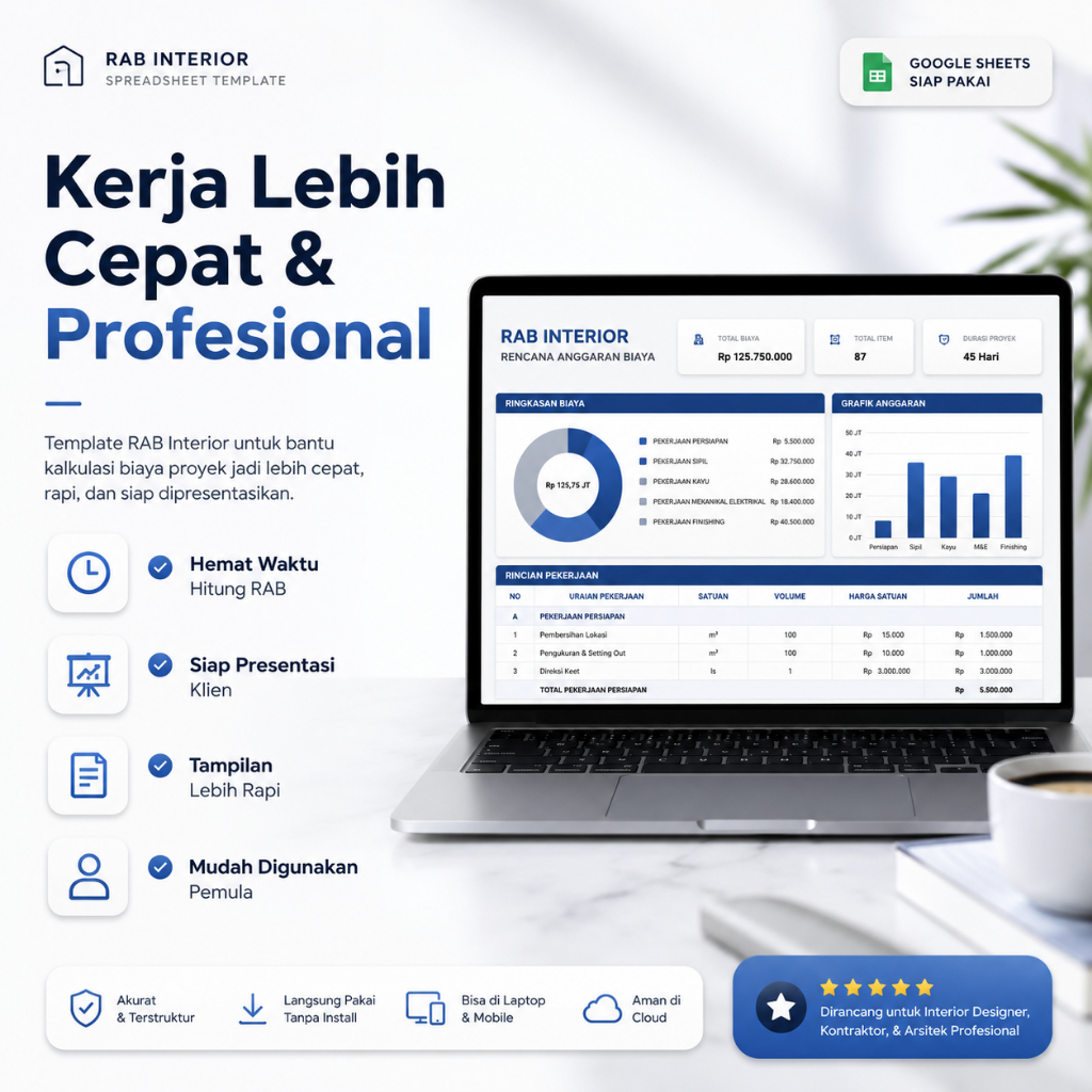 Jual Template RAB Interior Excel Otomatis - Hitung Anggaran, Material ...
