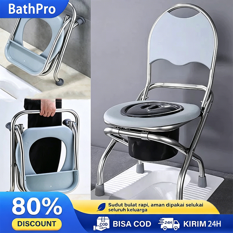 Bangku Toilet Portable Lipat Cocok untuk WC Jongkok, Hamil, Lansia, dan Orang Sakit