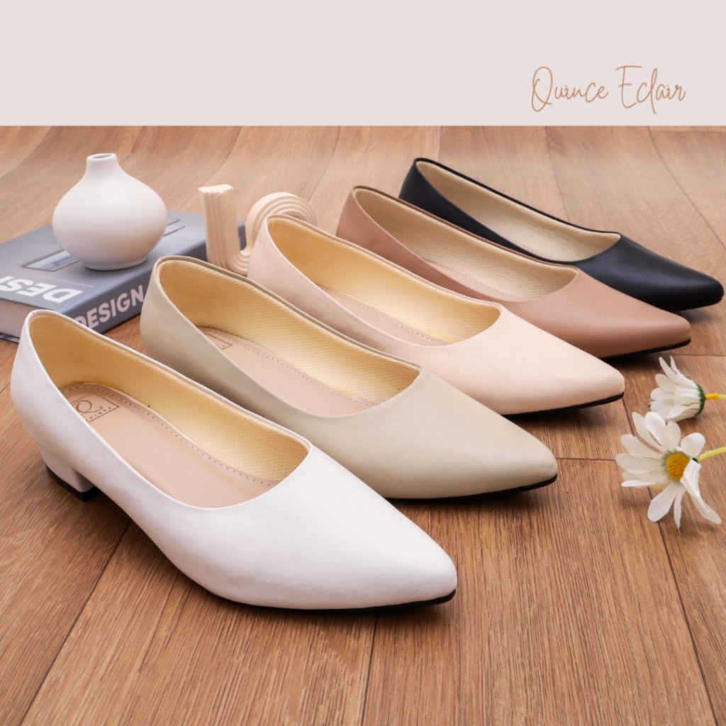 Jual QUINCE Eclair Sepatu Kerja Hak 3 Cm Sepatu Wanita Simple Hak ...