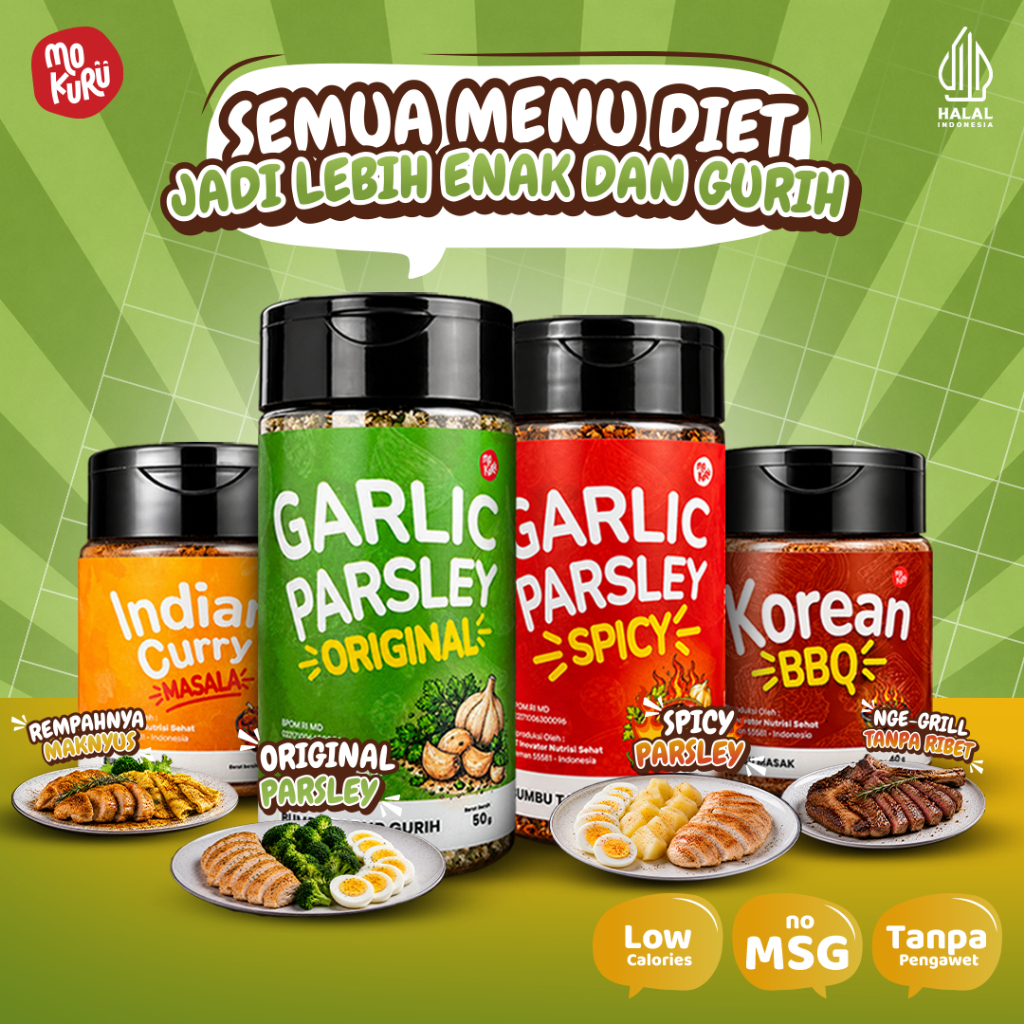 MOKURU - Bumbu Garam Bawang Putih Parsley Original Spicy Rempah Garlic Powder Bubuk