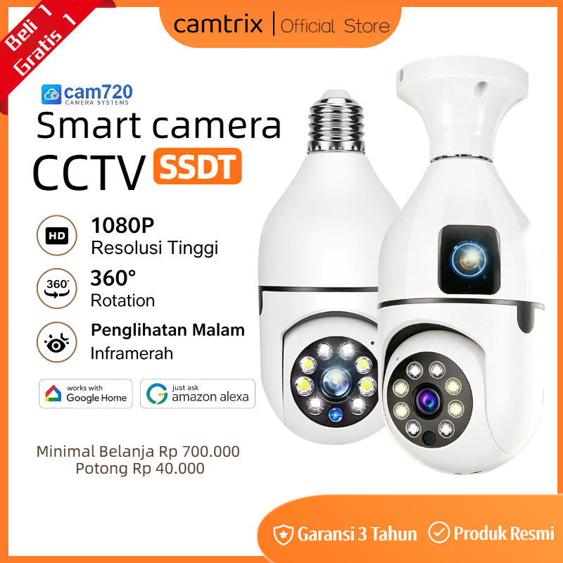 Jual Camtrix Dual Lens Cam720 cctv camera wifi connected cellphone ...