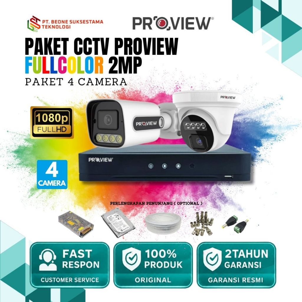 Jual Paket CCTV Fullcolor 2MP 4 Camera PROVIEW - Paket Lengkap Siap ...