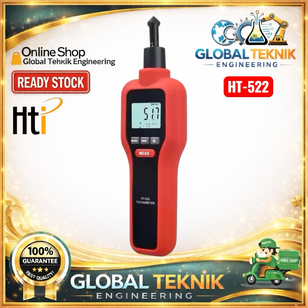 Jual HTI HT-522 Handheld Digital Tachometer Contact and Photoelectric ...