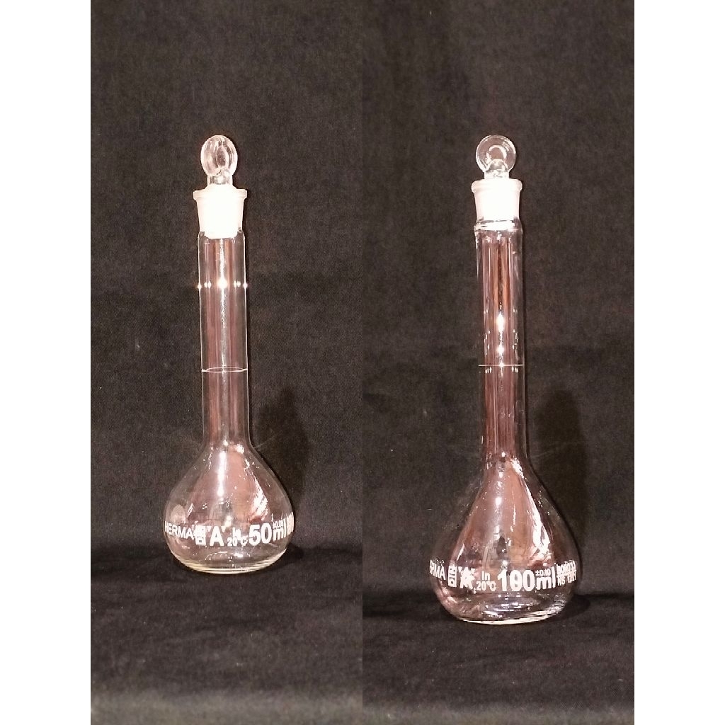 Jual Herma labu Ukur Clear glass Stopper /Volumetric Flask / labu ukur ...
