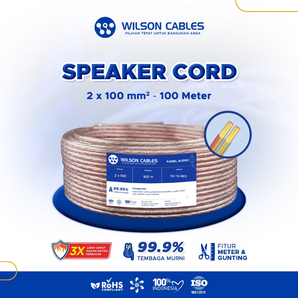 Jual WILSON CABLES - Kabel Audio 2x100 (100/0.12mm) 100 Meter - Kabel ...