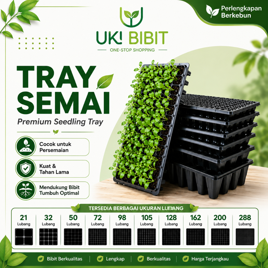 Tray Semai Pot Tray Penyemaian Bibit Tanaman 21/32/50/72/98/105/128/162/200/288 Holes