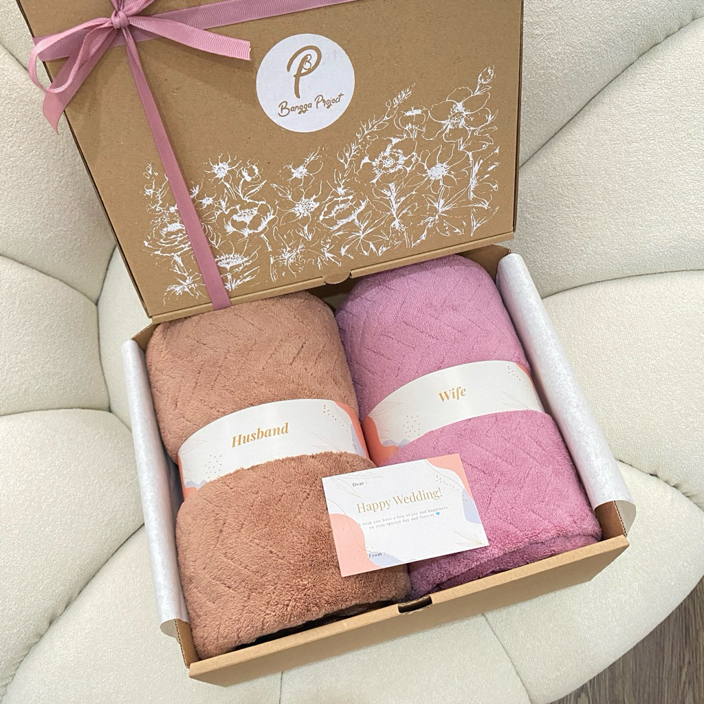 BANGGA PROJECT • Hampers handuk couple wedding ekonomis kado hadiah pernikahan seserahan nikah alat mandi murah meriah
