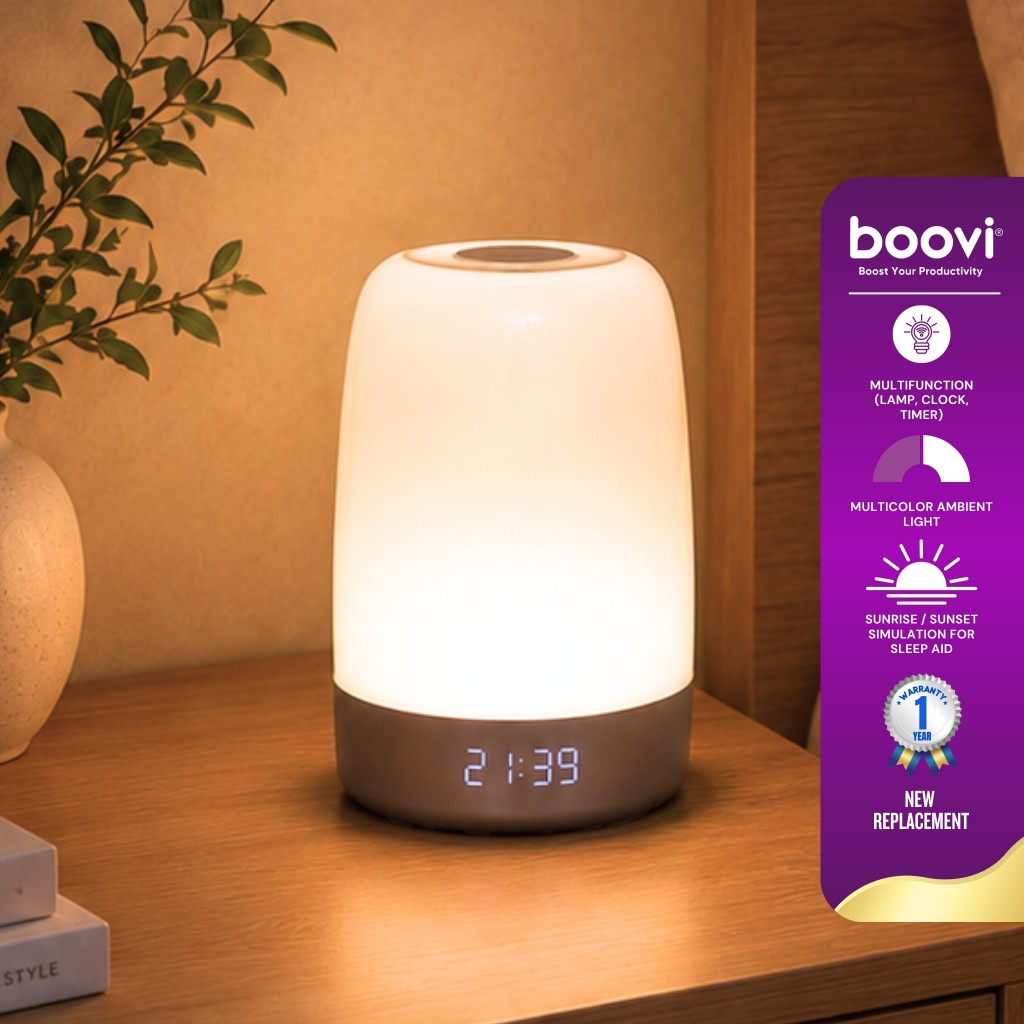 Boovi JD009 Jam Alarm Digital LED dengan Simulasi Sunrise foto 1