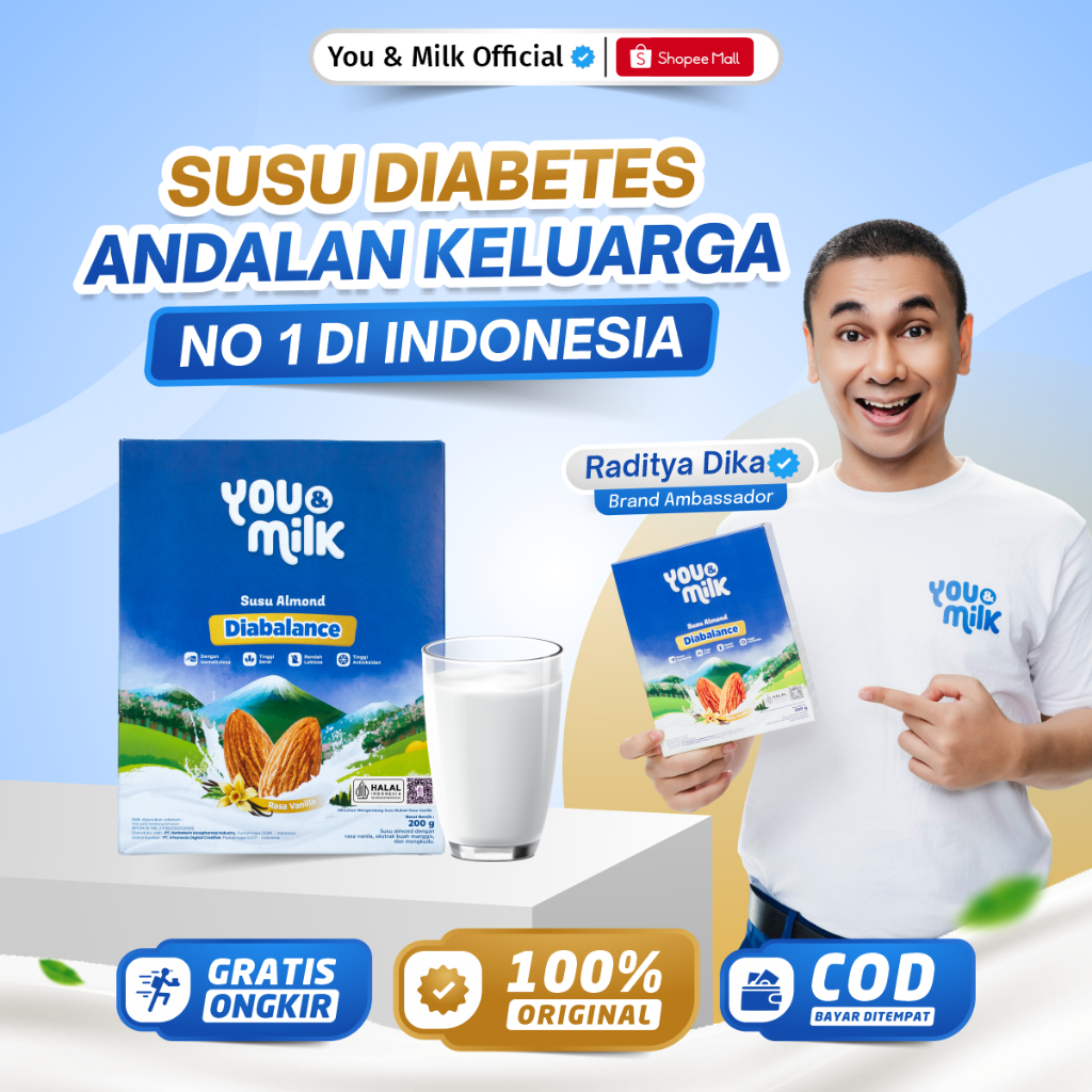 YOU & MILK DIABALANCE Susu Almond Rendah Gula Cegah Diabetes  Gula Darah Kesehatan Jantung Gula Stevia