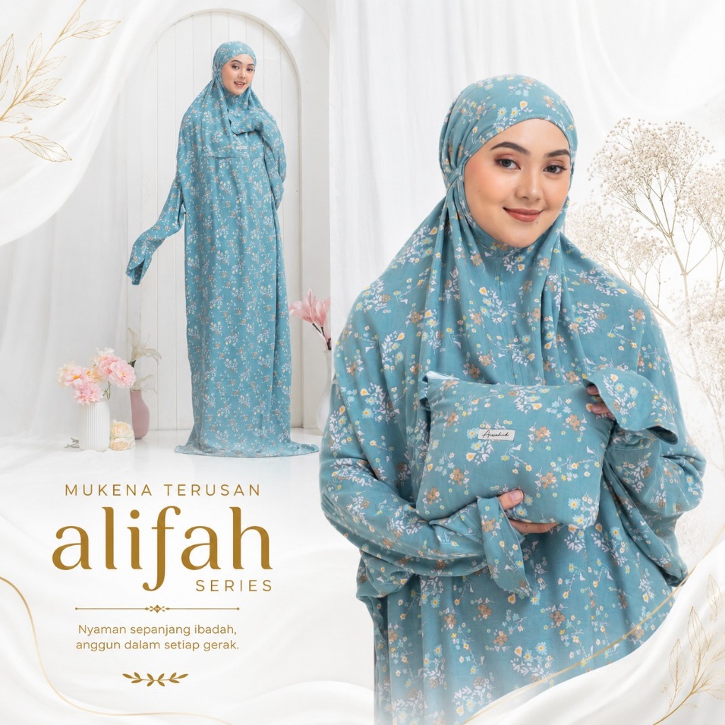 Mukena Dewasa Terusan Motif  Alifah Series by aissah.id - Bahan Rayon Viscose Premium Dewasa Jumbo