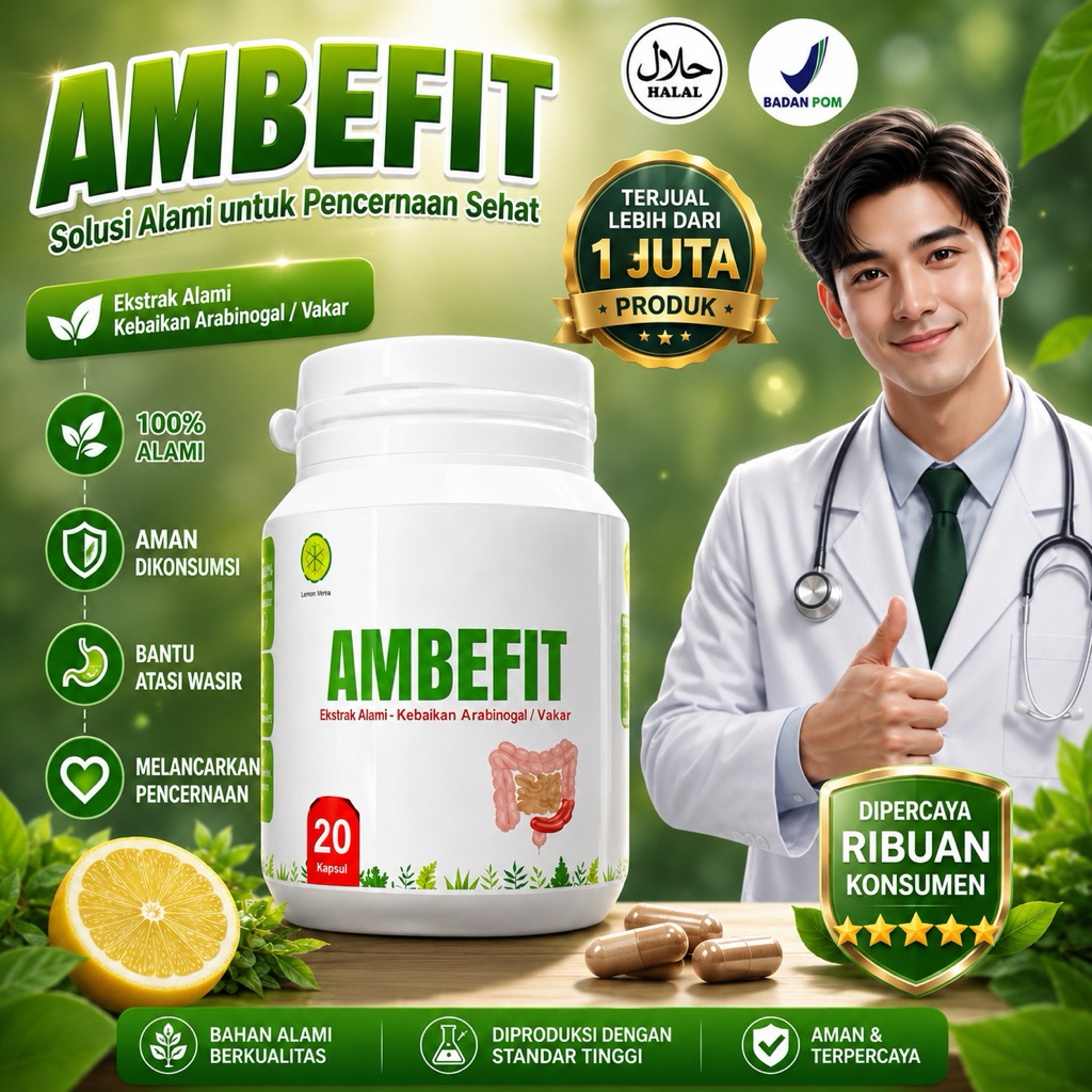 Ambefit Herbal Wasir Ambeien 20 Kapsul | Bantu Redakan Keluhan BAB Tidak Nyaman | Original