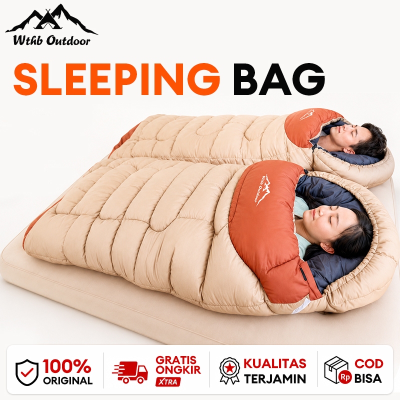 WTHB Outdoor Sleeping Bag Polar Bulu Tebal Hangat Kantong Tidur Camping Outdoor Hiking Bisa Jadi Selimut + Pilihan Matras