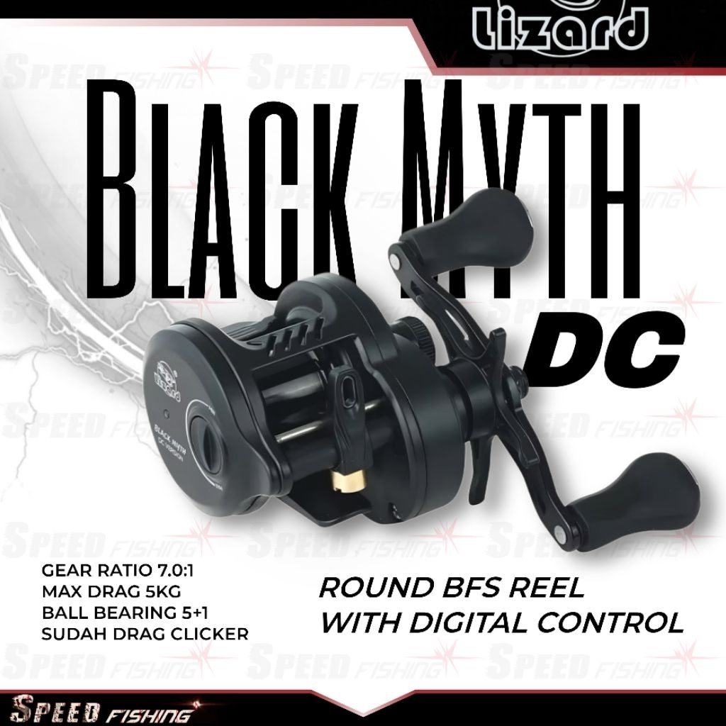 Jual Reel Pancing Lizard Black Myth DC Version Baitcasting Left