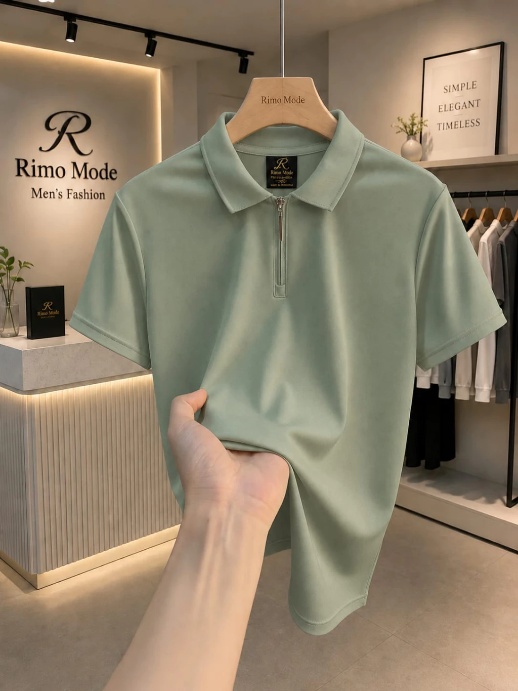 Baju Kaos Kerah Pria Model Zipper Slimfit Curve