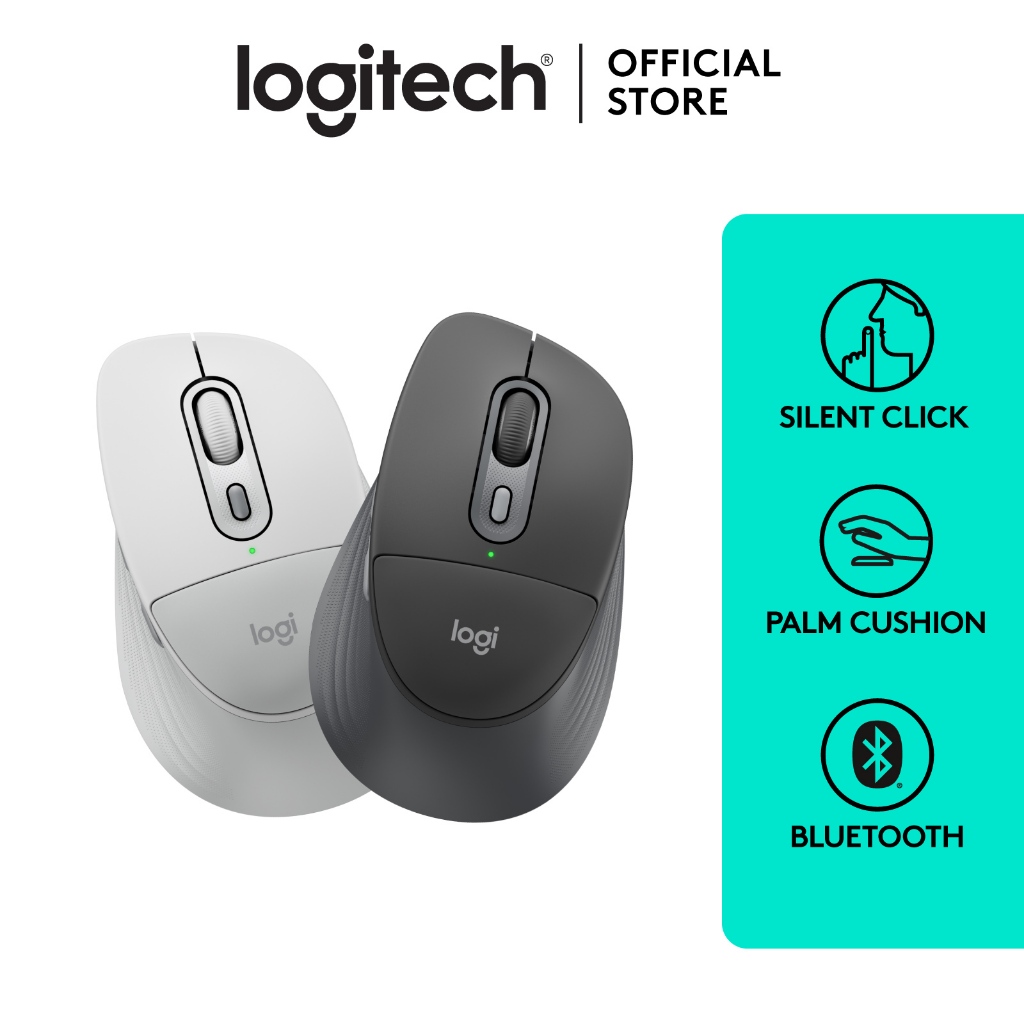 Logitech Signature Comfort Plus M850 L Wireless Mouse, Mouse Bluetooth dengan Bantalan Telapak Tangan, Klik Senyap, Baterai 24 Bulan, Tombol yang Dapa