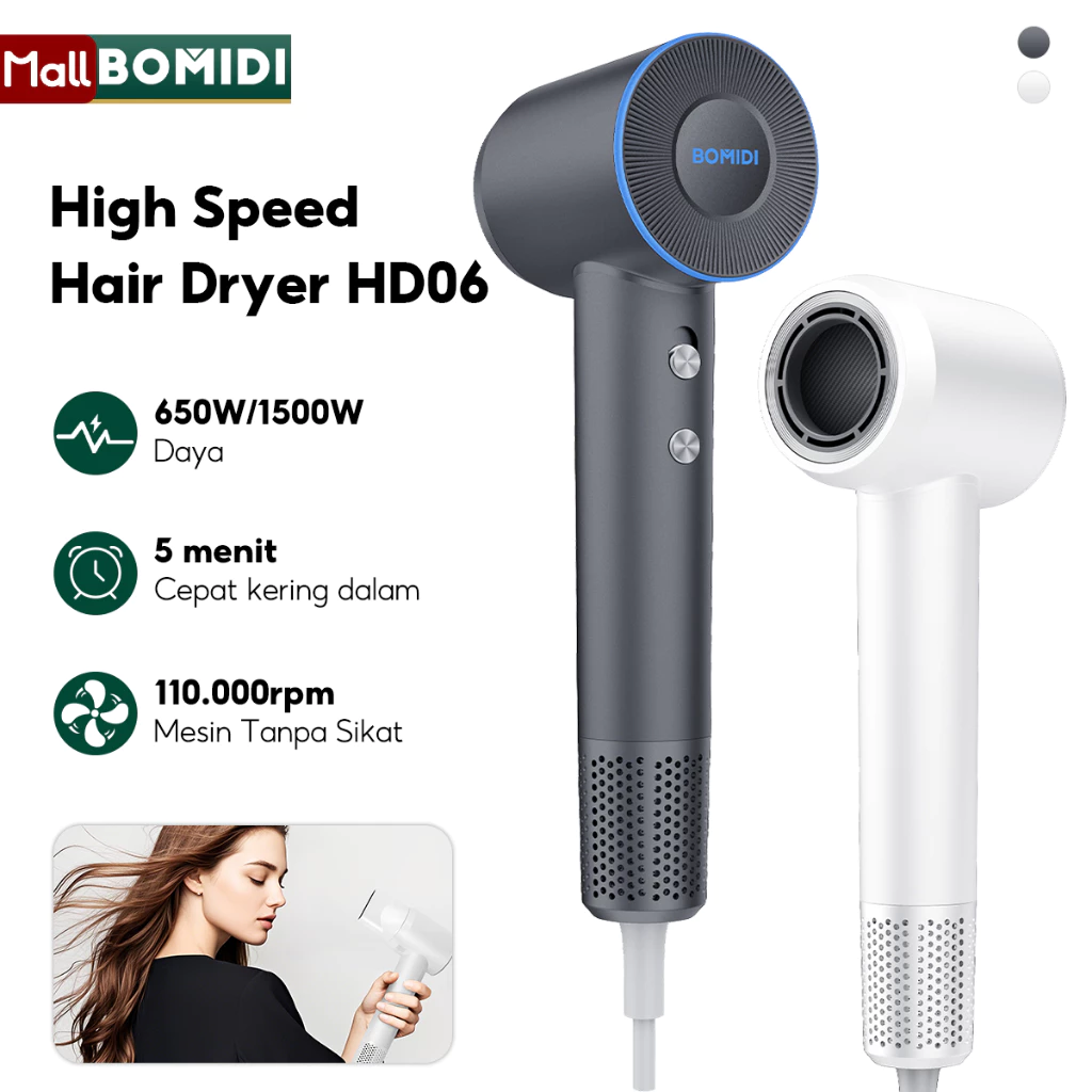 Bomidi Hair Dryer HD06 800W/1600W High Speed Hair Dryer Pengeringan Cepat Dapat Menghilangkan Listrik Statis Kecepatan tinggi Pengering Rambut - foto 1