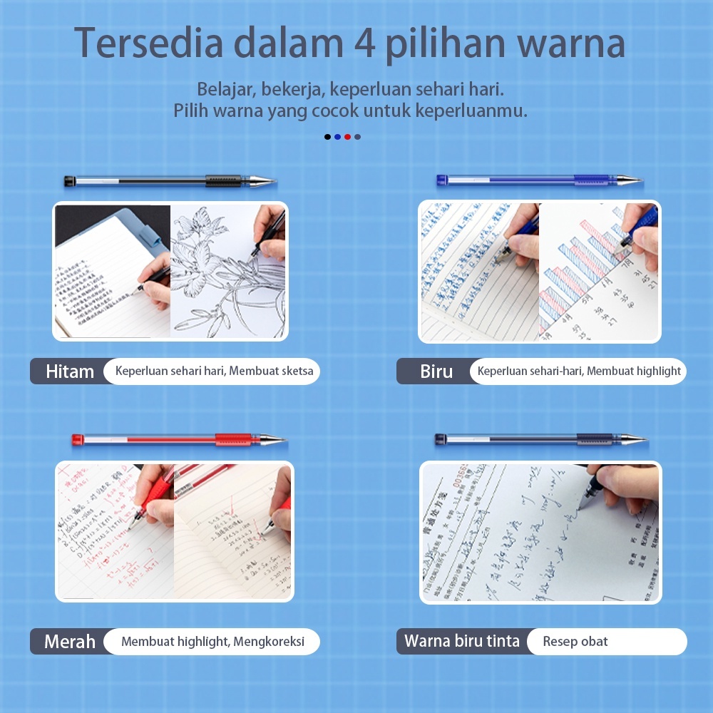 Deli Gel Pen Pulpen 0.5mm Ujung Tumpul Tinta Hitam/Biru/Merah Lembut dan Nyaman Dipakai 1PCS 6600ES (3)
