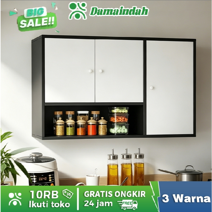 Damaindah Lemari Gantung Rak Dapur Kitchen Set Atas 3 Pintu Minimalis