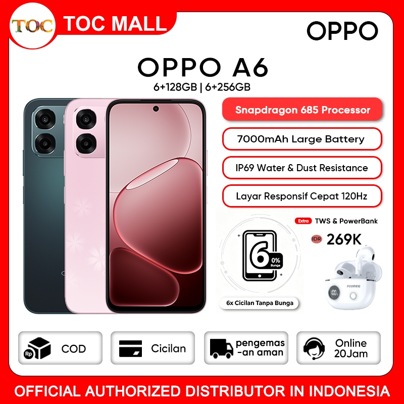 [ Official Store ] OPPO A6 6/128GB 7000mAh Battery 45W SUPERVOOC, IP69 Water & Dust Resistance