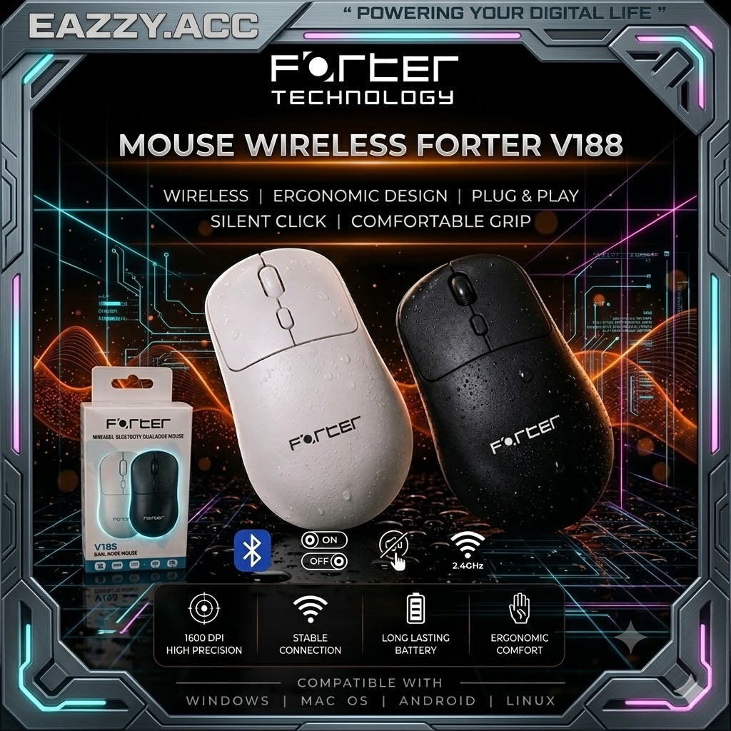 Jual Mouse Wireless 2.4Ghz + Bluetooth Forter V187 Dual Mode Silent Key ...