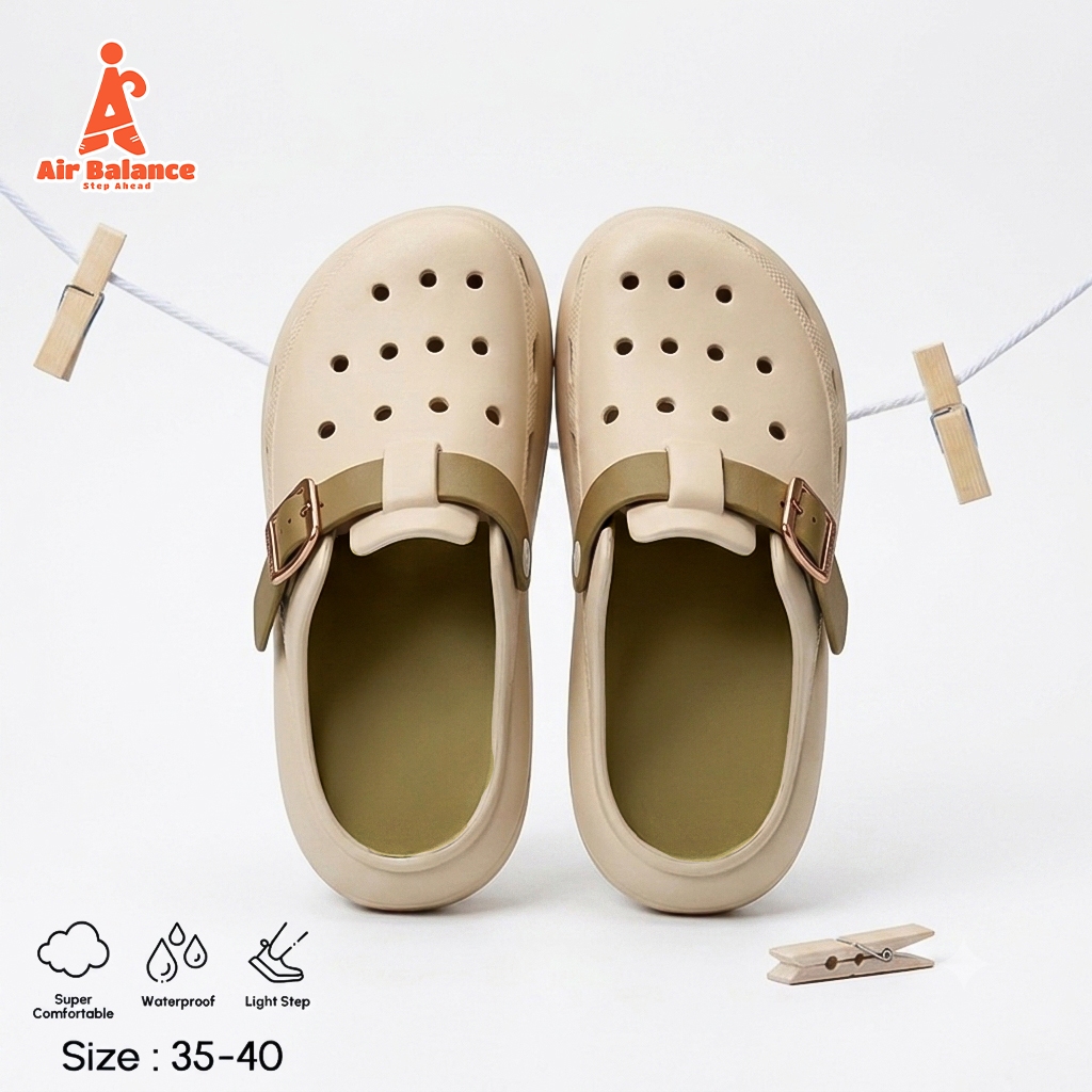 Air-Balance Sandal Clog Wanita Premium Tebal Empuk Ringan…