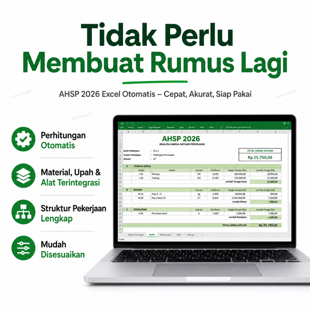 Jual AHSP 2026 Format Excel Siap Pakai | Analisa Harga Satuan Pekerjaan ...