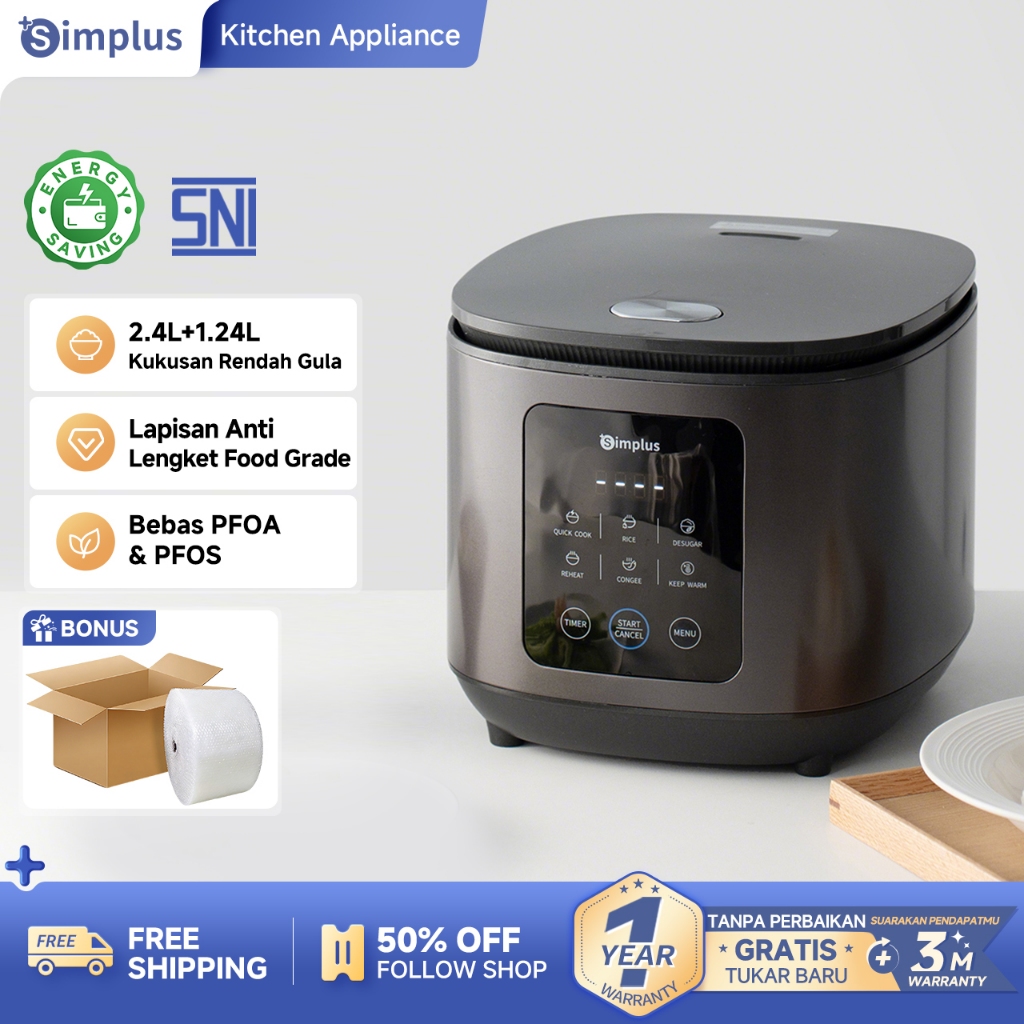 Jual Simplus electric Smart Rice Cooker 2.4L+Digital Rendah Gula1.26L ...