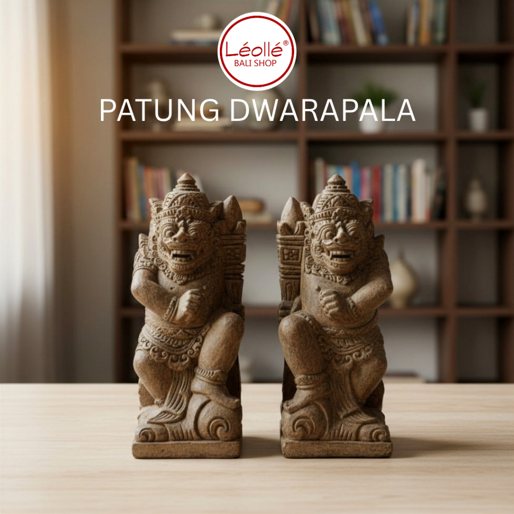 Leolle Patung Pajangan Sepasang Patung Dwarapala Penjaga Pintu Dekorasi Penyekat Buku Bookend Hadiah kado unik Home decor Bali gift handmade sculpture dekorasi meja kantor kerajinan tangan display ruang tamu