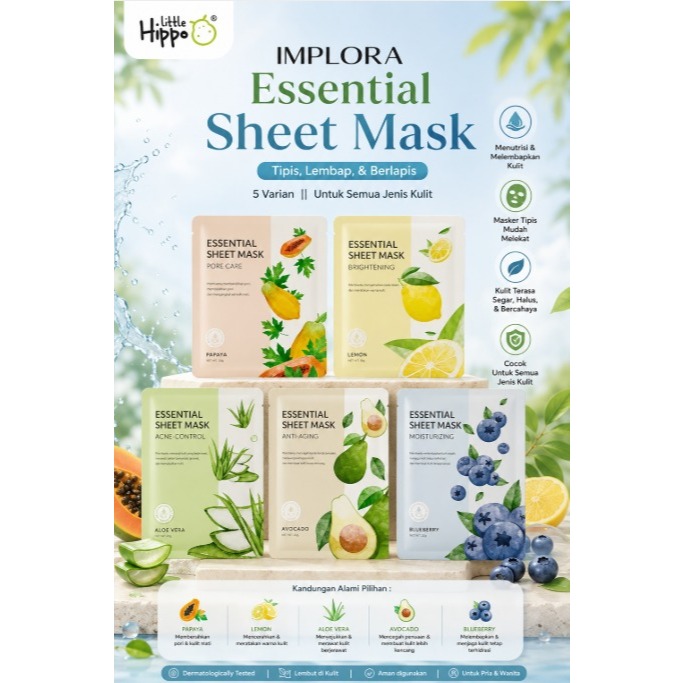 Jual Implora Essential Sheet Mask Masker Wajah Implora Anti Aging 25g ...