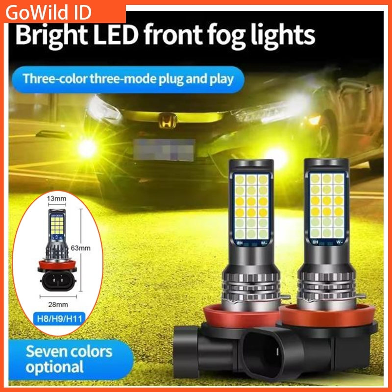 1Pcs Lampu LED Putih H11 Two Color 24SMD  Fog lamp Mobil Lampu Depan 3030 SMD 12-24V Anti Kabut Untuk Mobil Fog lamp