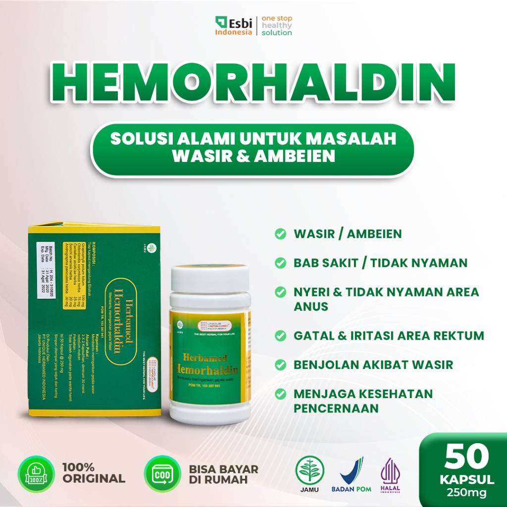 HEMORHALDIN - Solusi Alami Atasi Wasir & Ambeien Pelancar BAB | Obat Wasir Hemoroid Hernia Turun Berok | Obat Ambeyen Obat Ambien