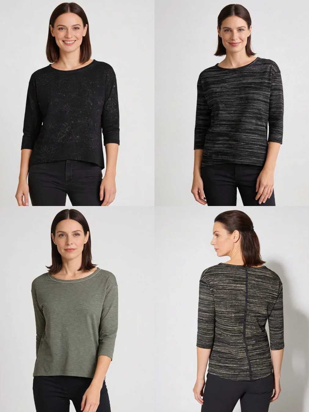 Atasan Wanita Lengan 3/4 WB Drop-Shoulder 3/4-Sleeve Top - 2693