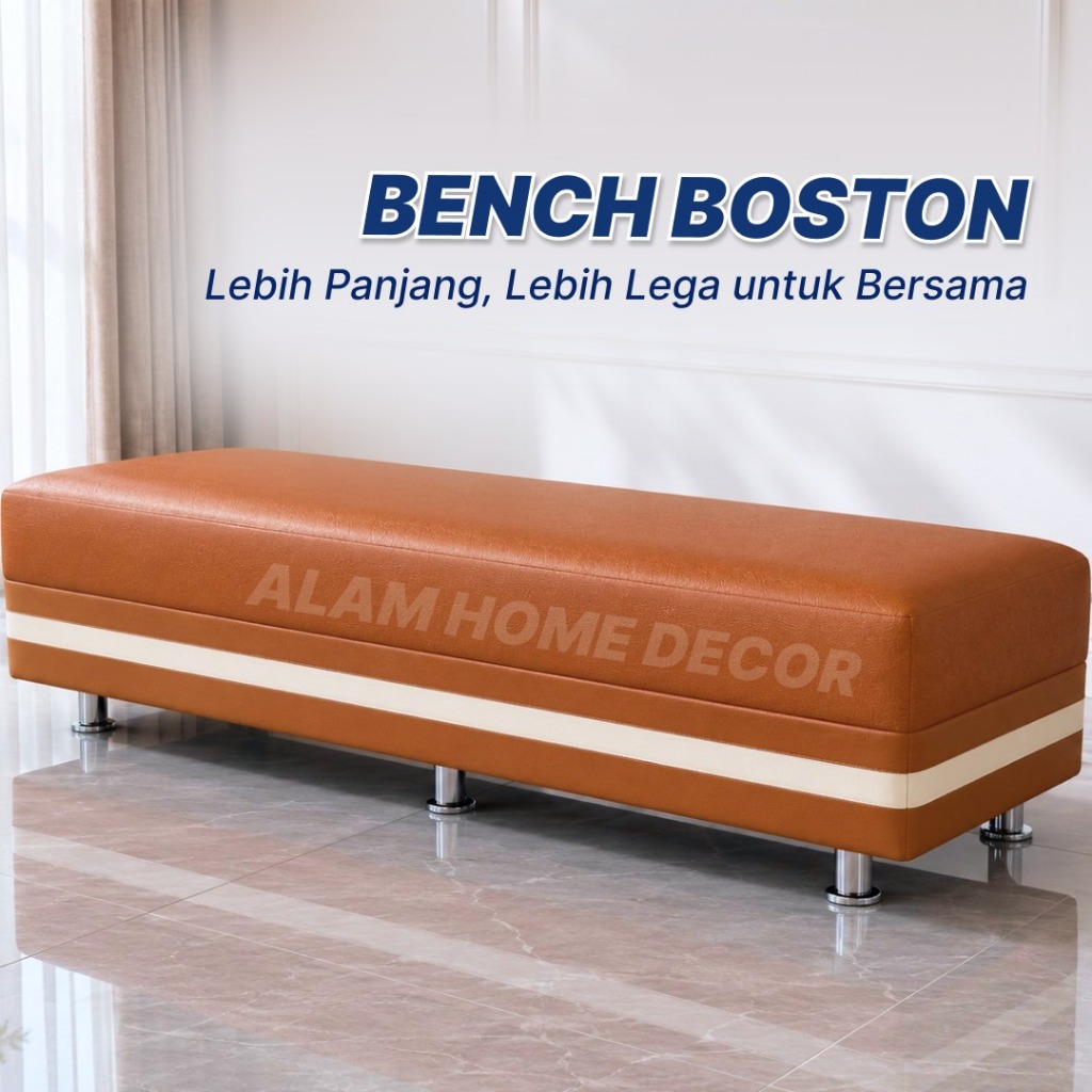Bench Boston Panjang Premium NO STORAGE Sofa Bench Modern Kekinian Minimalis Elegan Scandinavian Estetik Aestethic untuk Kamar Tidur Cafe Ruang Tamu Hotel Kaki Kokoh Nyaman