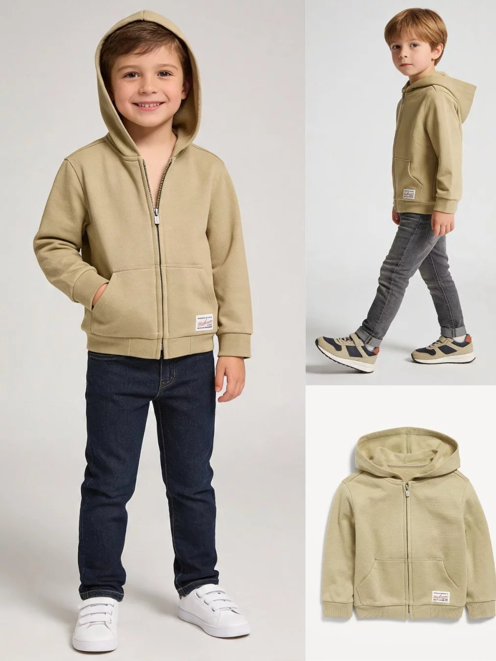 Jaket Hoodie Anak Bahan Katun Terry OLN Boys Oversized Full Zip Hoodie - 2618