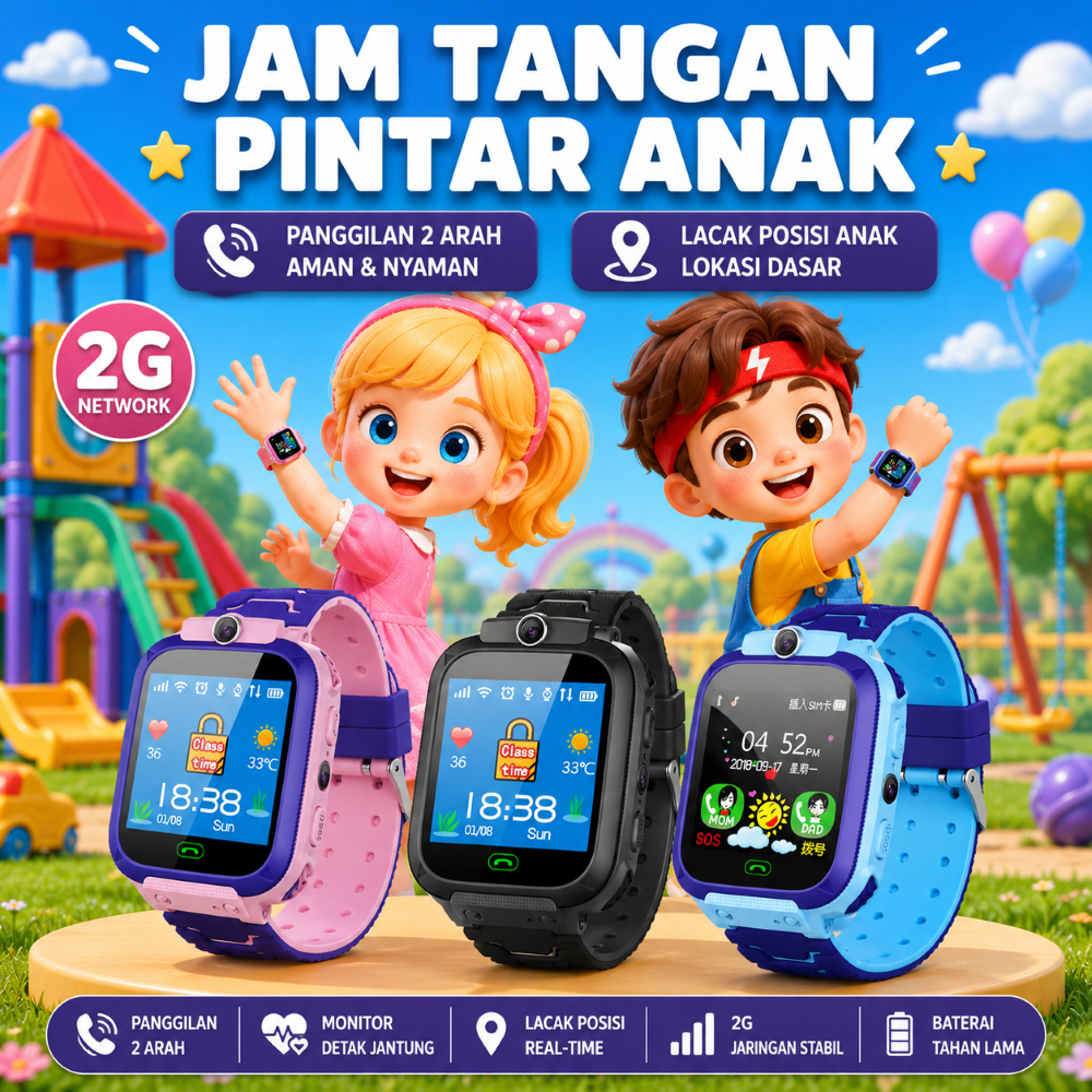 2026New Smartwatch Anak S12B 4G GPS Tracking Anti Air IP67 Kamera Jarak Jauh Voice Monitor Ready Stock