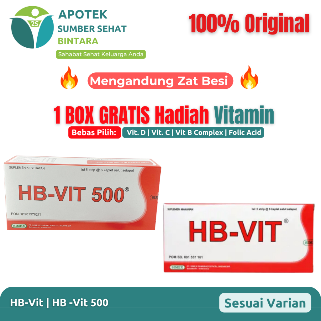 Jual [BOX] HB Vit | 500 Tablet – Suplemen Zat Besi untuk Dewasa dan Ibu ...