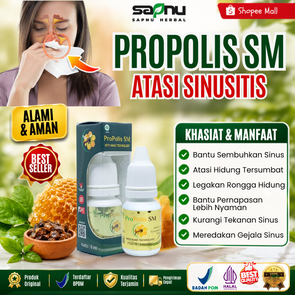 Jual Obat Sinusitis Alami Herbal Propolis SM Atasi Hidung Mampet ...