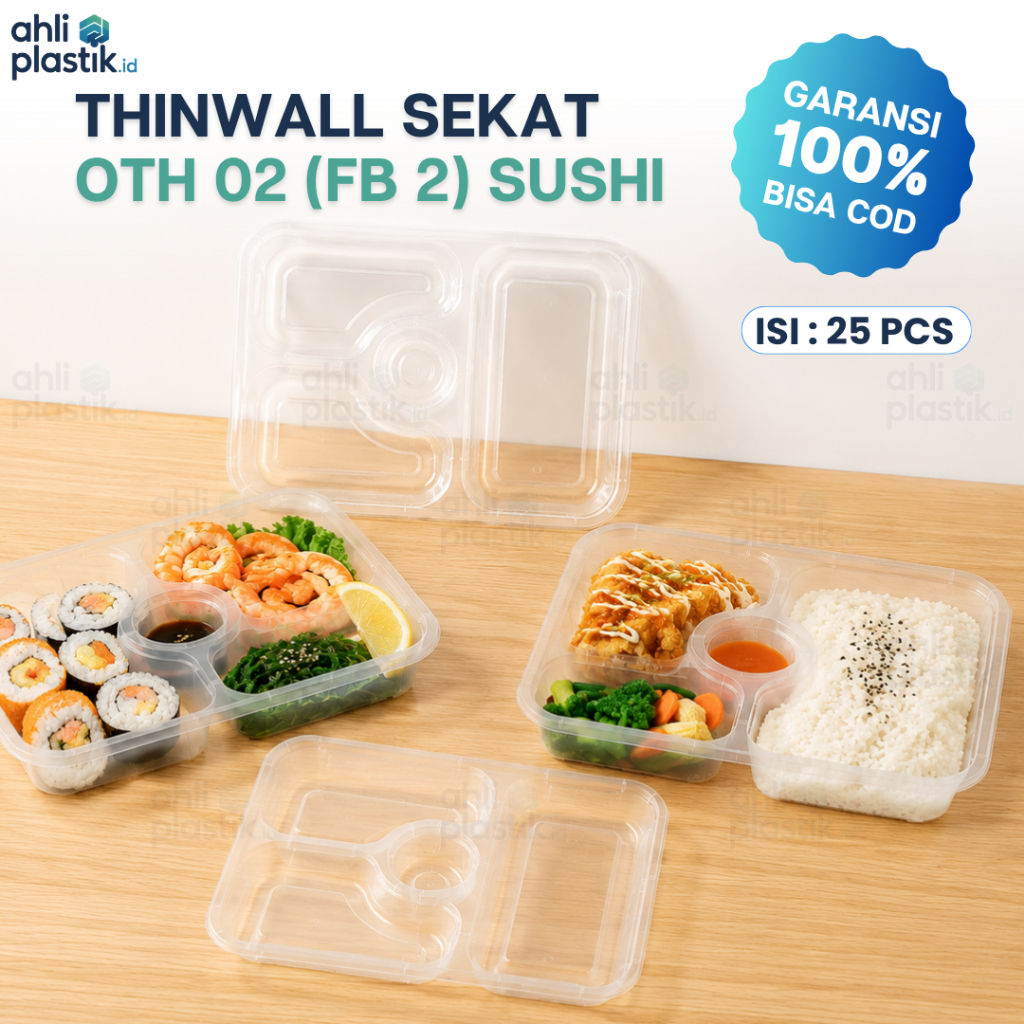 Jual [25 PCS] Thinwall Sekat OTH 02 FB2 Bento - Premium Food Container ...