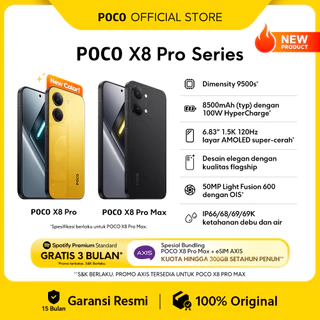POCO X8 Pro Series | POCO X8 Pro Max (12GB/512GB)  (12GB+256GB) | POCO X8 Pro (12GB+512GB) (8GB+512GB) (8GB+256GB) | Dimensity 9500s* | 8500mAh (typ) battery dengan 100W HyperCharge* | HP Gaming [Xiaomi Official Store]