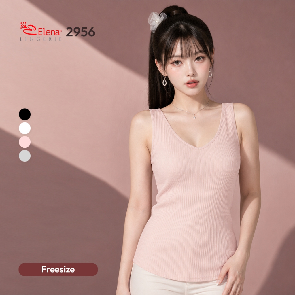 Jual Elena Tanktop Wanita Katun Kamisol Lembut Garis Polos Seamless ...