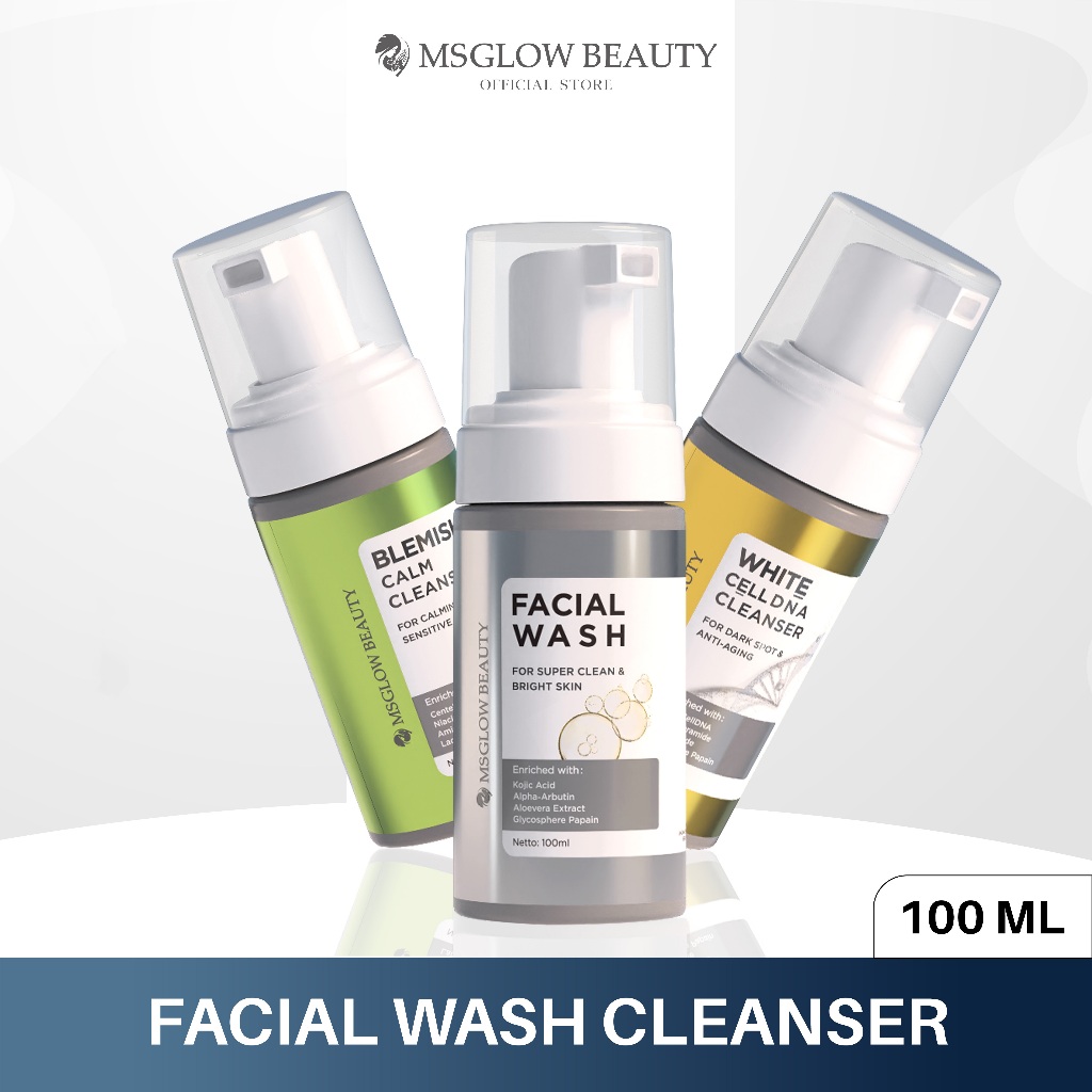 MS GLOW FACIAL WASH - SABUN WAJAH - MENCERAHKAN - PEMBERSIH WAJAH - SUPER CLEAN - SABUN JERAWAT - SABUN FLEK 100ml