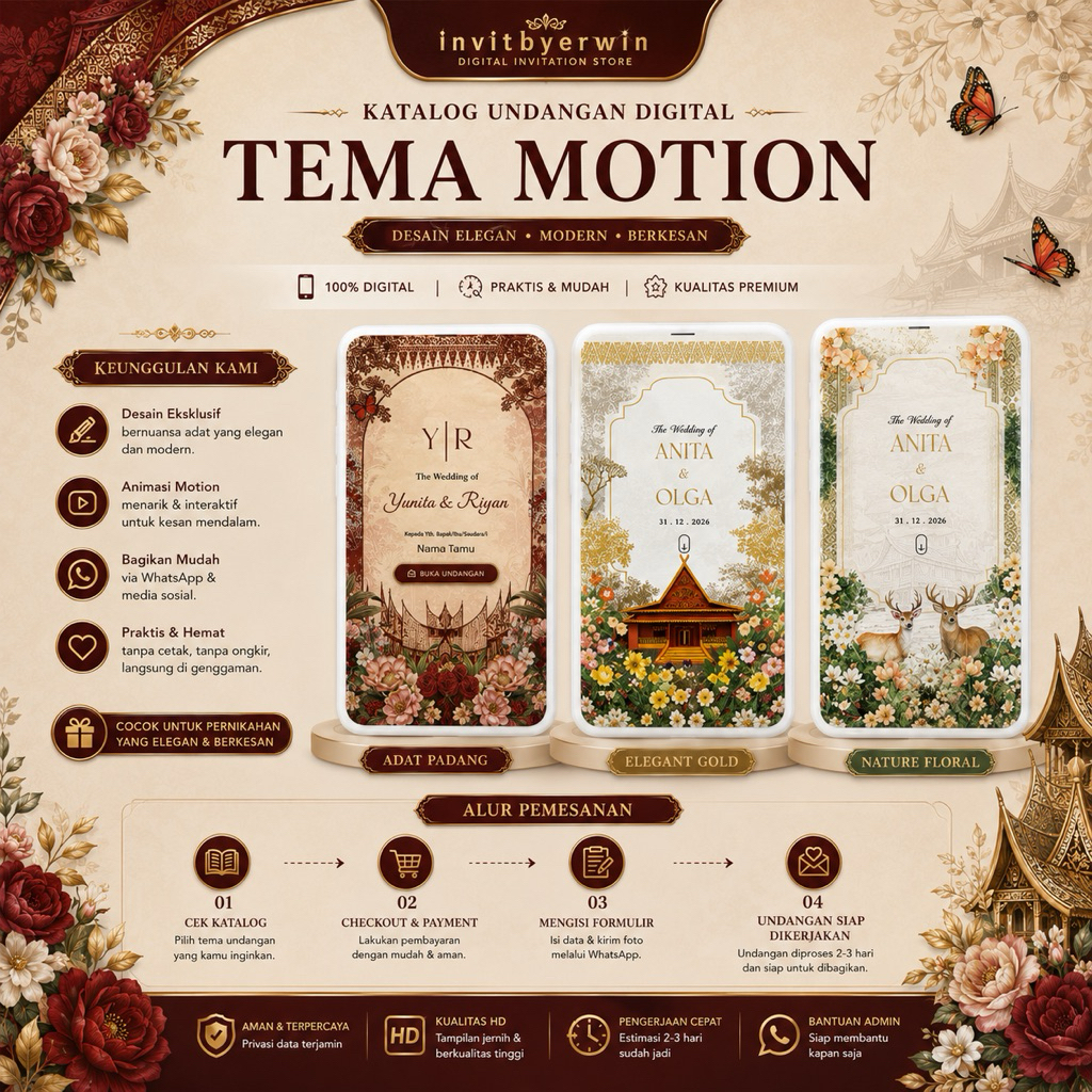 Tema Motion Undangan Pernikahan Digital | Website RSVP | 43 Pilihan Desain