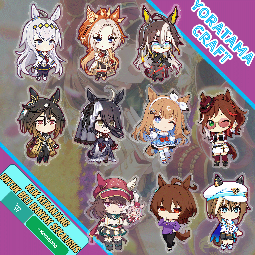 Gantungan Kunci Uma Musume Tachyon Mambo Cafe Cheval, Keychain Anime Lucu
