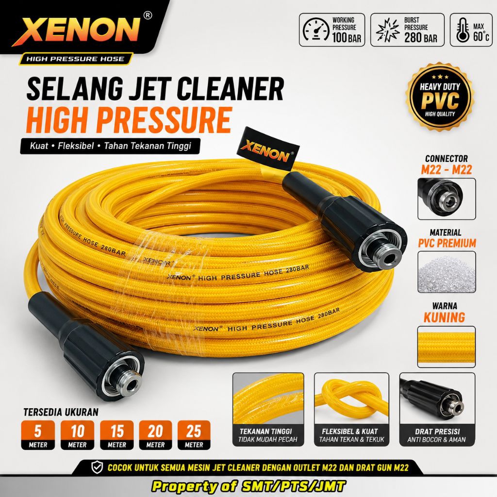 Jual Selang Jet Cleaner Kuning XENON 280Bar M22xM22 High Pressure Hose ...