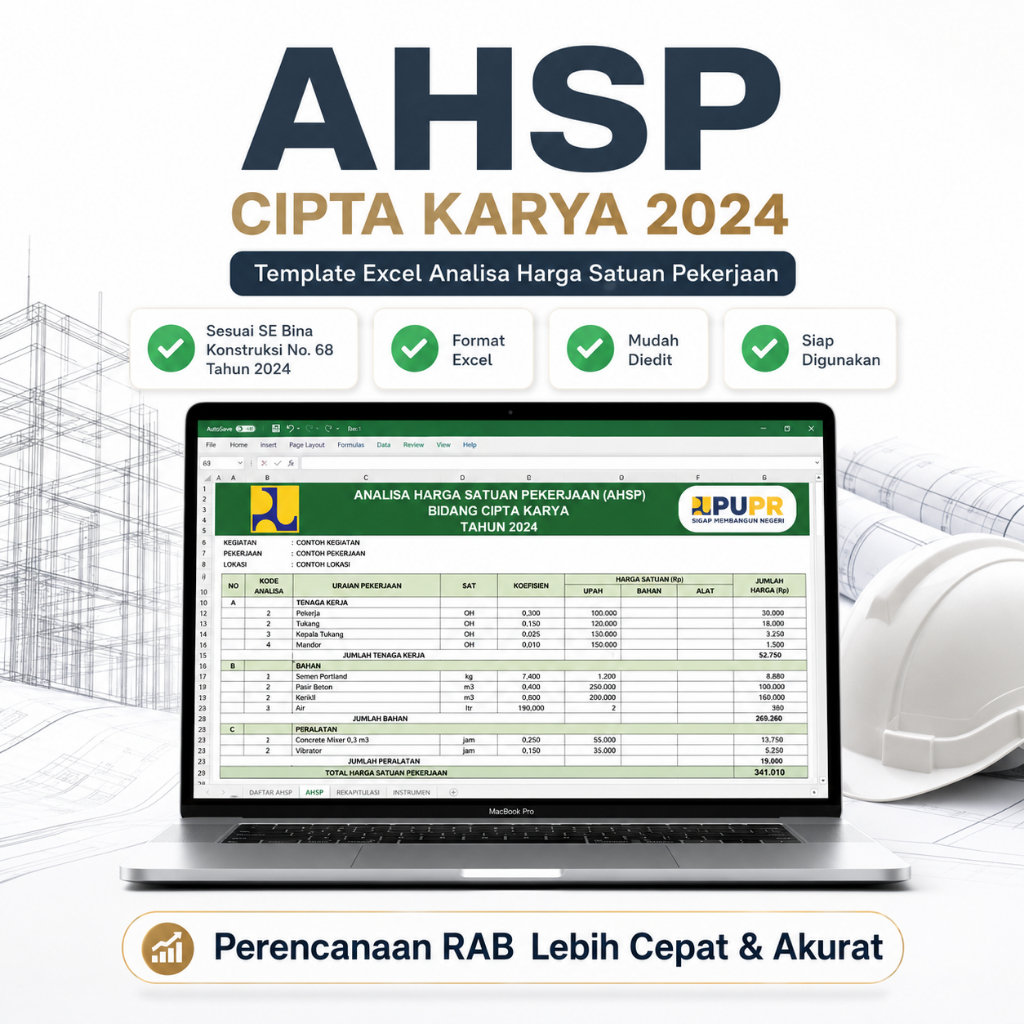 Jual Template Excel AHSP Cipta Karya 2024 | Analisis Harga Satuan ...