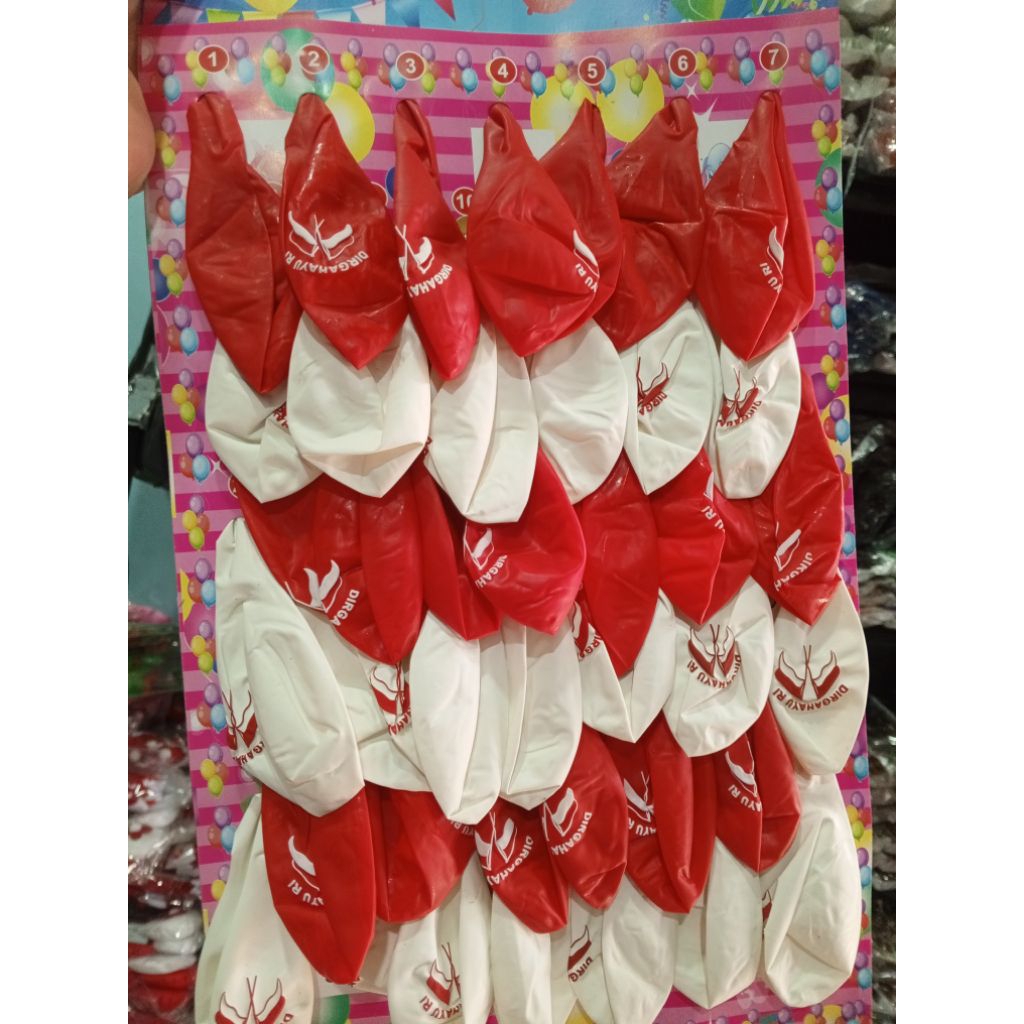 (ISI 40PCS)BALON TIUP LATEK WARNA MERAH PUTIH UNTUK ACARA HUT RI 17 AGUSTUS