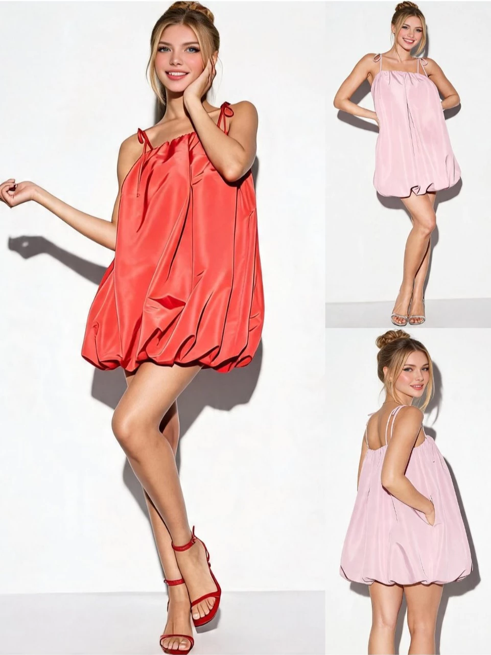 Party Dress Mini Bahan Taffeta OLN Bubble Mini Dress - 2725