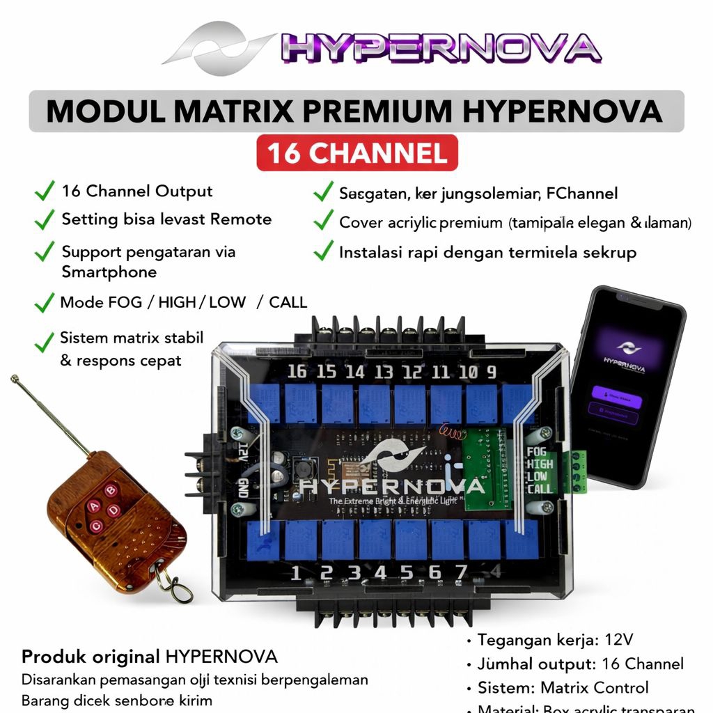 Jual LAMPU MODUL MATRIX PREMIUM HYPERNOVA 16 CHANNEL | Shopee Indonesia