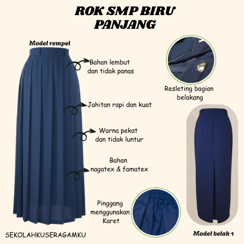 Jual ROK SMP(REMPEL DAN BELAH 1) BAHAN FAMATEX DAN NAGATEX | Shopee ...